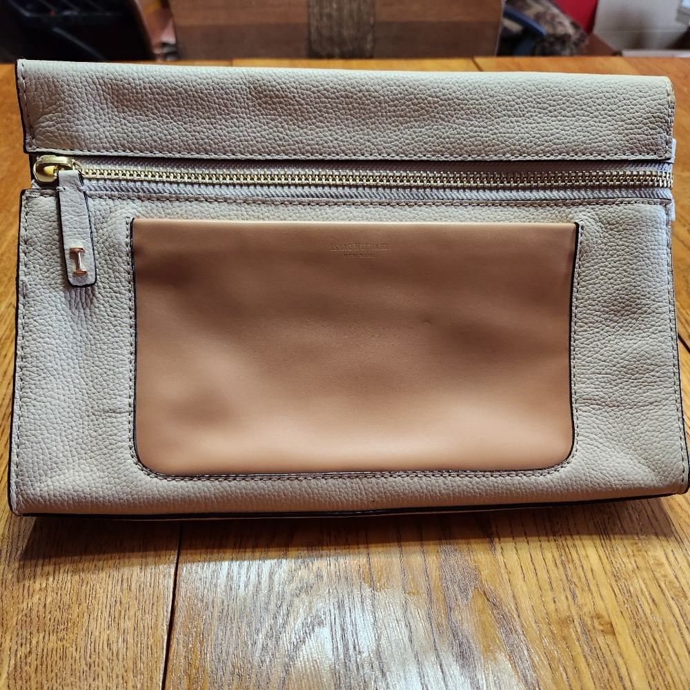 Isaac Mizrahi Antique White Leather Clutch Janna collection